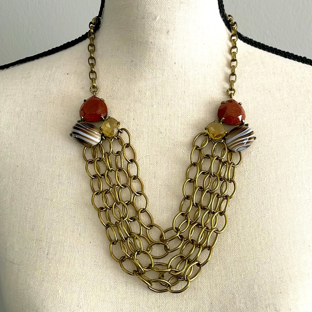 Gerard YOSCA gold tone triple chain bib necklace